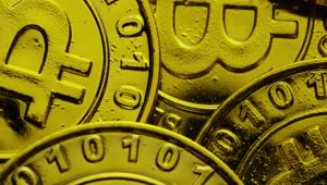 Stock Video Golden Bitcoin Coins While Rotating Live Wallpaper For PC