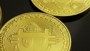 Stock Video Golden Bitcoin Coins In A Close Up Shot Live Wallpaper For PC