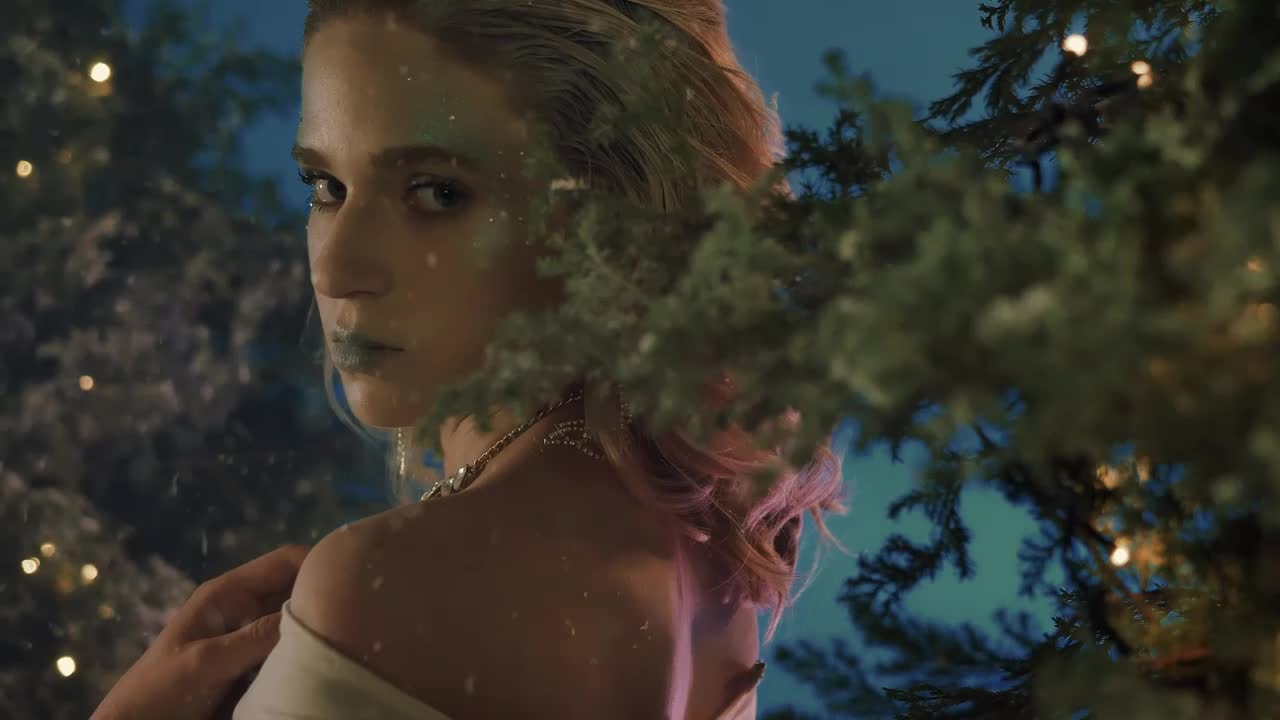 Download Stock Video Girl With Winter Makeup While Snowing Live Wallpaper For PC