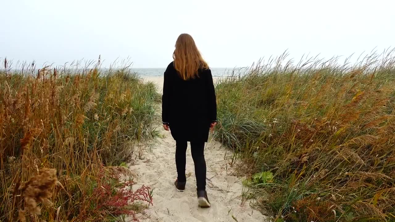 Download Stock Video Girl Walking Towards The Seashore Live Wallpaper For PC