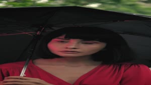Stock Video Girl Walking Through A Park With An Umbrella In The Live Wallpaper For PC