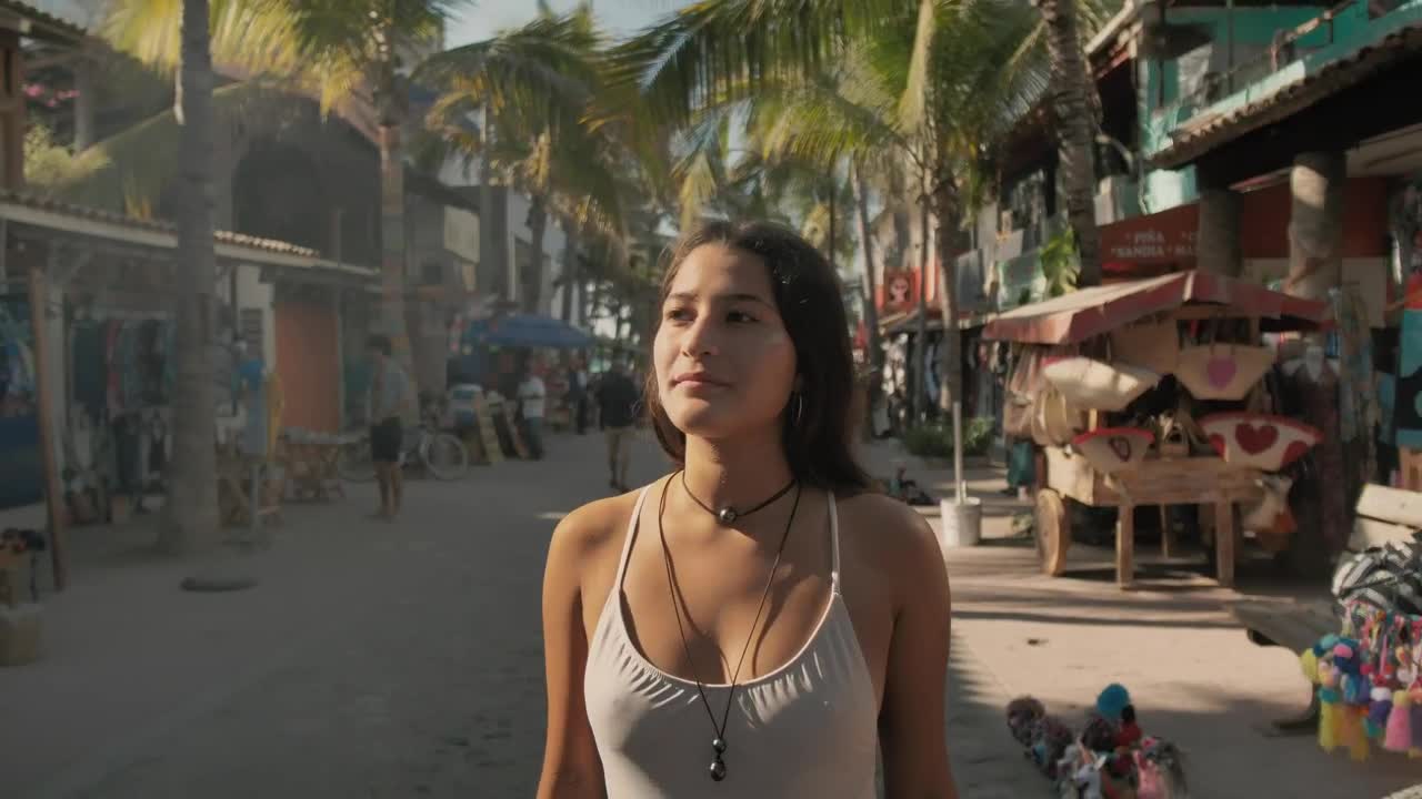 Download Stock Video Girl Walking On A Beach Street Live Wallpaper For PC