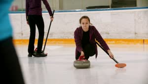 Stock Video Girl Sliding On Ice Playing Curling Live Wallpaper For PC