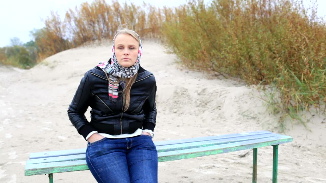 Download Stock Video Girl Sitting On A Bench At The Coast Live Wallpaper For PC