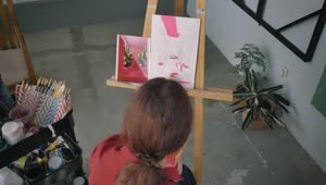 Stock Video Girl Painting A Picture On An Easel Live Wallpaper For PC