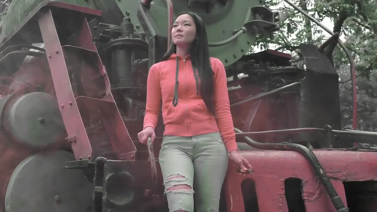 Download Stock Video Girl On An Old Abandoned Train Live Wallpaper For PC