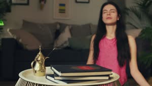 Stock Video Girl Meditating In Her Room With Incense Live Wallpaper For PC