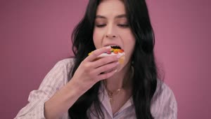 Stock Video Girl Eating A Glazed Donut With A Milkshake Live Wallpaper For PC