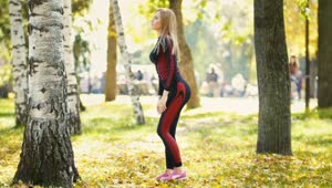 Stock Video Girl Doing Stretching In A Sunny Park Live Wallpaper For PC
