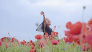 Stock Video Girl Dancing Happily In A Field Of Flowers Live Wallpaper For PC
