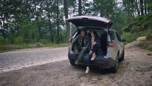 Stock Video Girl And Boy Enjoying Nature During A Road Trip Live Wallpaper For PC