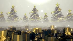 Stock Video Gifts In Golden Boxes And Christmas Trees Render Live Wallpaper For PC