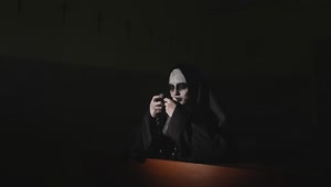 Stock Video Ghost Nun Praying In A Dark Temple Live Wallpaper For PC