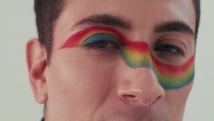 Stock Video Gaze Of An Lgbt Man With Rainbow Makeup Live Wallpaper For PC