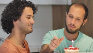 Stock Video Gay Couple Celebrating The Birthday Of One Of Them Live Wallpaper For PC