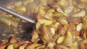 Stock Video Frying Potatoes On A Pan Live Wallpaper For PC