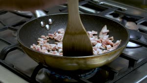 Stock Video Frying Bacon Chunks On The Stove Live Wallpaper For PC