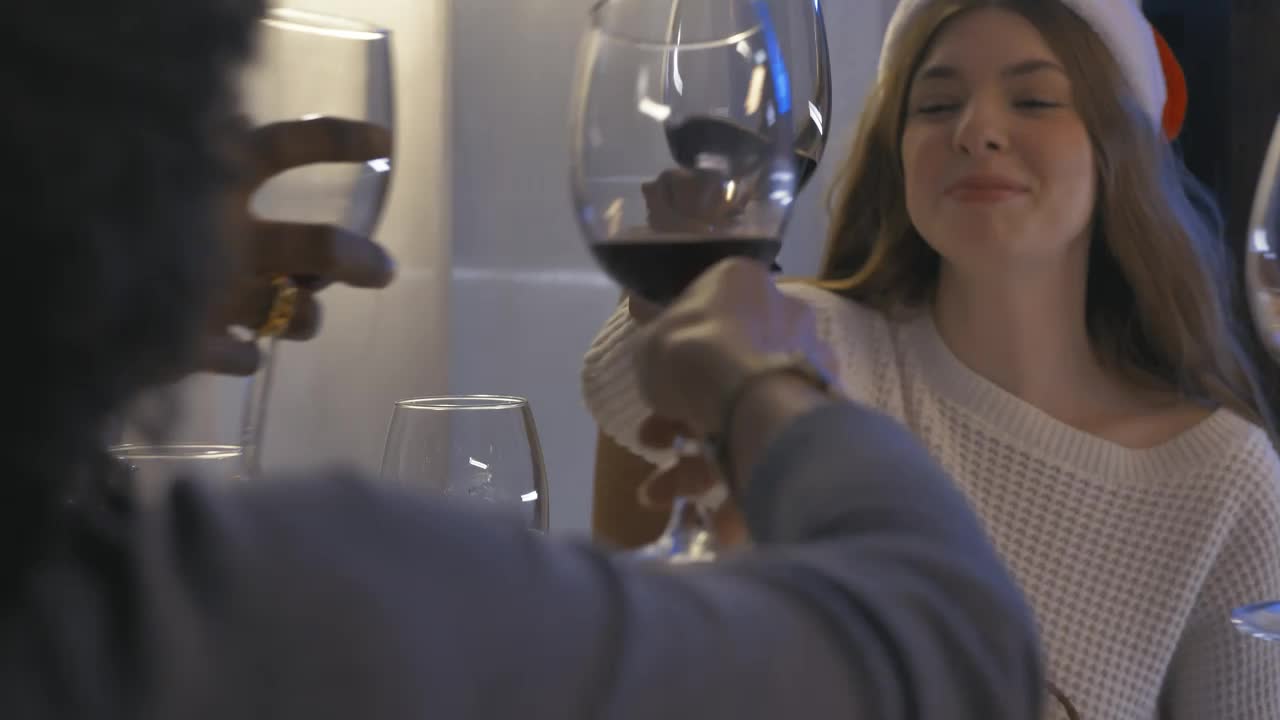 Download Stock Video Friends Toasting At Christmas Dinner Live Wallpaper For PC