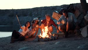 Stock Video Friends Taking A Selfie In The Campfire Live Wallpaper For PC