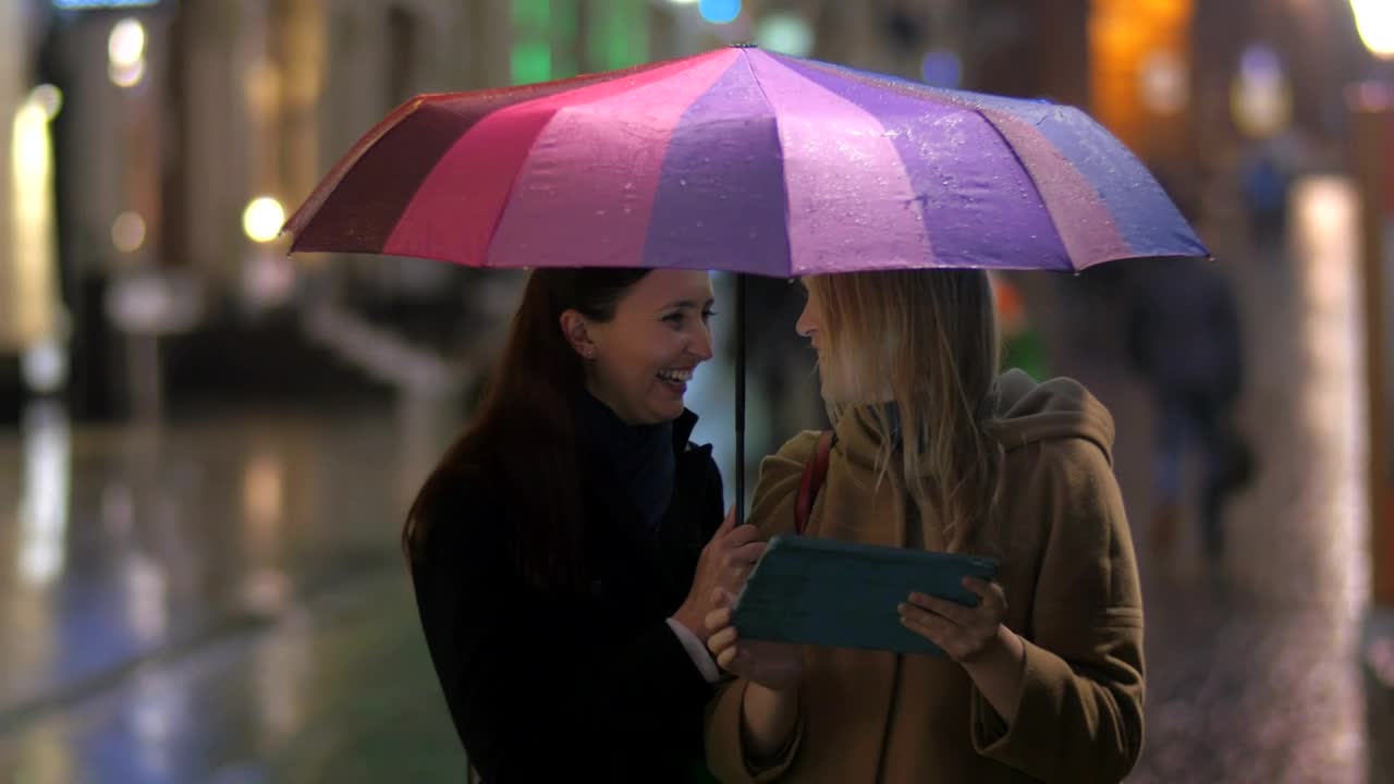 Download Stock Video Friends Standing Under An Umbrella Live Wallpaper For PC