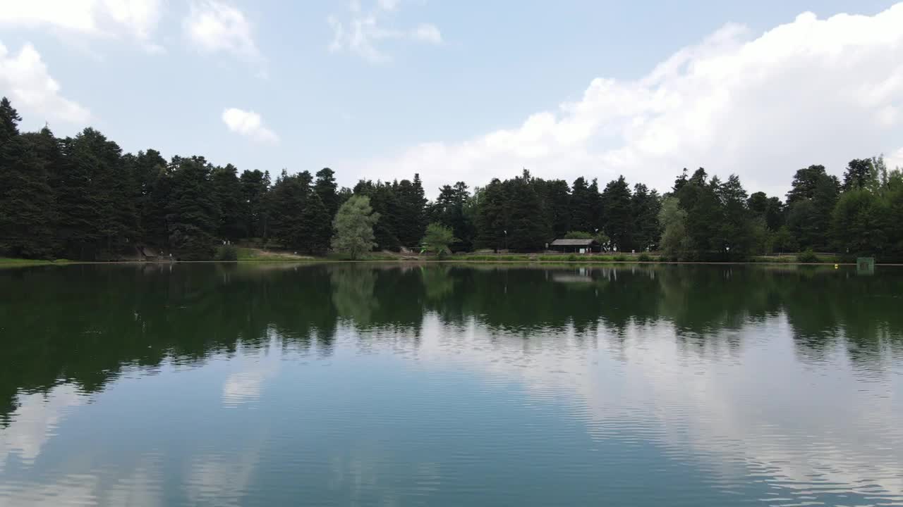 Download Stock Video Lake Reflecting A Green Landscape And The Sky Animated Wallpaper