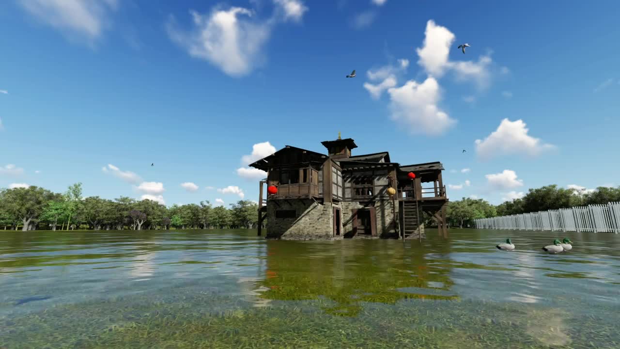 Download Stock Video Lake Cabin D Render Animated Wallpaper