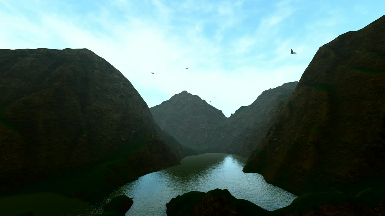 Download Stock Video Lake Between Mountains D Render Animated Wallpaper