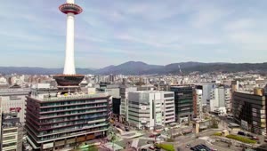 Stock Video Kyoto Tower And The City Scape Animated Wallpaper