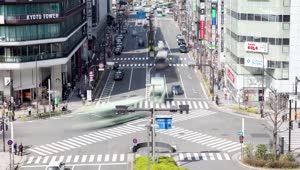 Stock Video Kyoto Busy Street With Crosswalks Time Lapse Animated Wallpaper