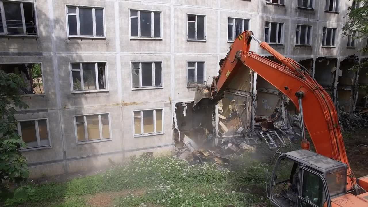 Download Stock Video Knocking Down An Old Building Animated Wallpaper