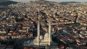Stock Video Islam Mosque In A City Aerial View Animated Wallpaper