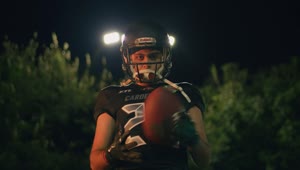 Stock Video Intimidating Football Player In Front Of The Camera Animated Wallpaper