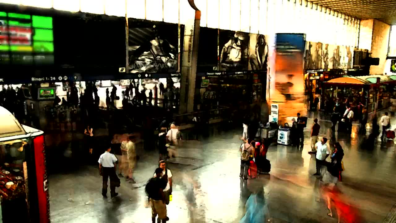 Download Stock Video Interior Of The Train Station Animated Wallpaper