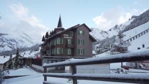 Stock Video Hotel In The Snowy Mountains Animated Wallpaper