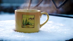 Stock Video Hot Beverage Over A Snowy Surface Animated Wallpaper