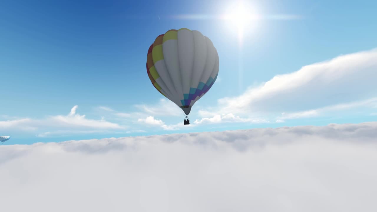 Download Stock Video Hot Air Balloon Over The Clouds Animated Wallpaper
