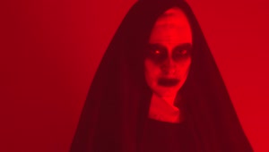 Stock Video Horrifying Woman Disguised As A Ghost Nun Animated Wallpaper