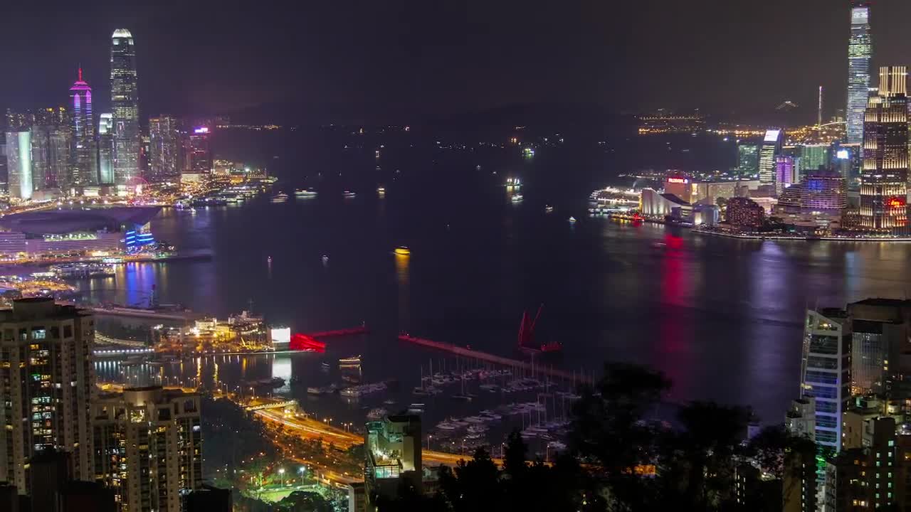 Download Stock Video Hong Kong Iluminated Harbor At Night Animated Wallpaper