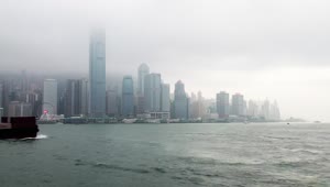 Stock Video Hong Kong Harbor Traffic On A Cloudy Day Animated Wallpaper