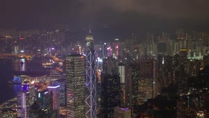 Stock Video Hong Kong City Landscape In A Cloudy Night Animated Wallpaper