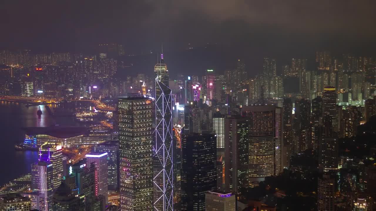 Download Stock Video Hong Kong City Landscape In A Cloudy Night Animated Wallpaper