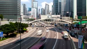 Stock Video Hong Kong Buildings And Highway With Traffic Animated Wallpaper