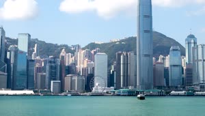 Stock Video Hong Kong Bay And Skyscrapers At Daytime Animated Wallpaper