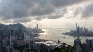 Stock Video Hong King City Harbor On A Cloudy Day Animated Wallpaper