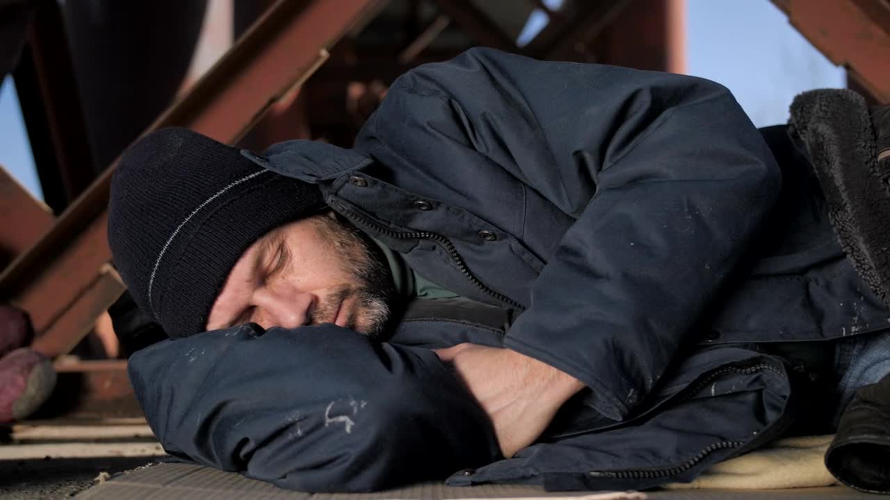 Download Stock Video Homeless Man Resting Animated Wallpaper