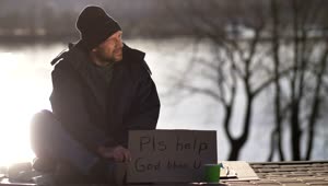 Stock Video Homeless Man Asking For Help Animated Wallpaper