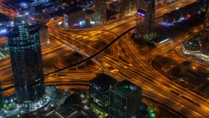 Stock Video Highway Junction Traffic At Night Animated Wallpaper