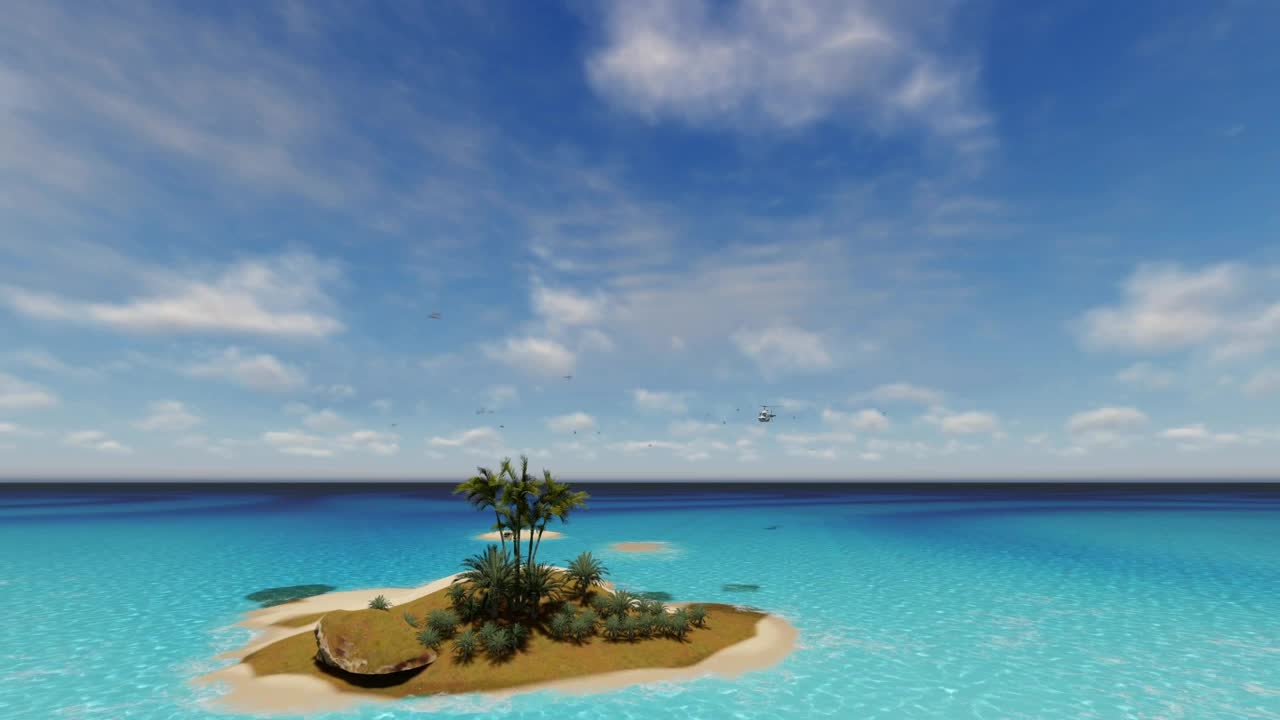 Download Stock Video Helicopter Flying Over A Small Island Animated Wallpaper