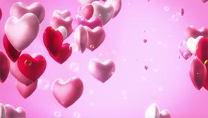 Stock Video Hearts And Bubbles Floating On Pink Background Animated Wallpaper