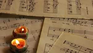 Stock Video Heart Candles On Sheet Music Animated Wallpaper